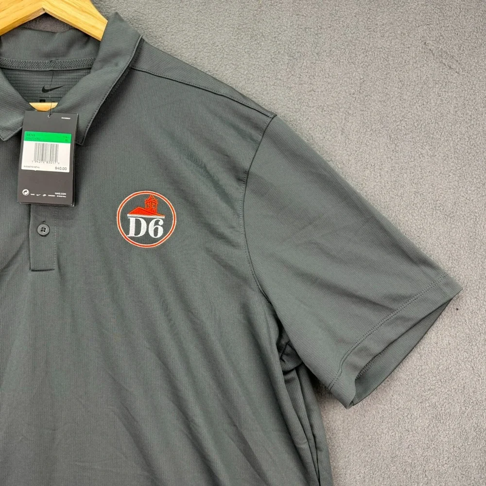Nike D6 Football Polo Shirt Mens XL Gray Short Sleeve‎ Moisture Wicking Athletic
